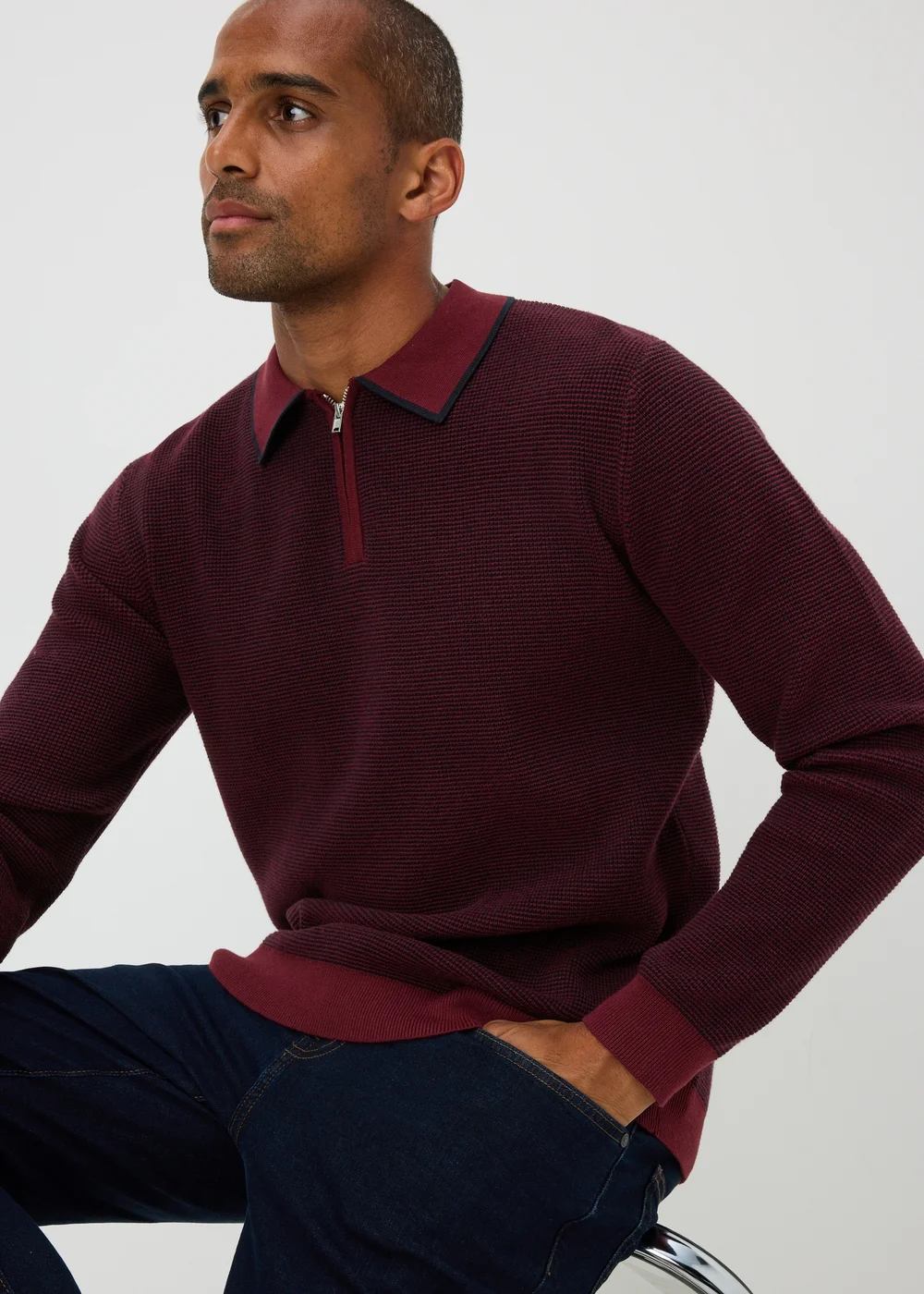 Burgundy Smart Birdseye Polo Shirt - S Image 1
