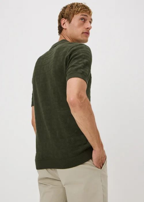 Khaki Pointelle Design Polo Shirt - 2XL Image 2