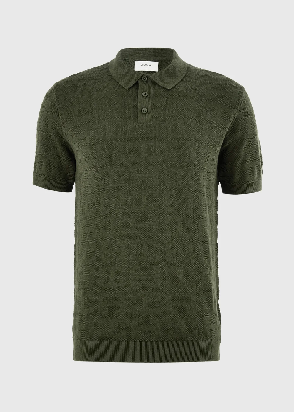 Khaki Pointelle Design Polo Shirt - S Image 1