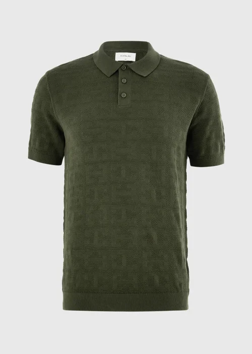Khaki Pointelle Design Polo Shirt - 2XL Image 4