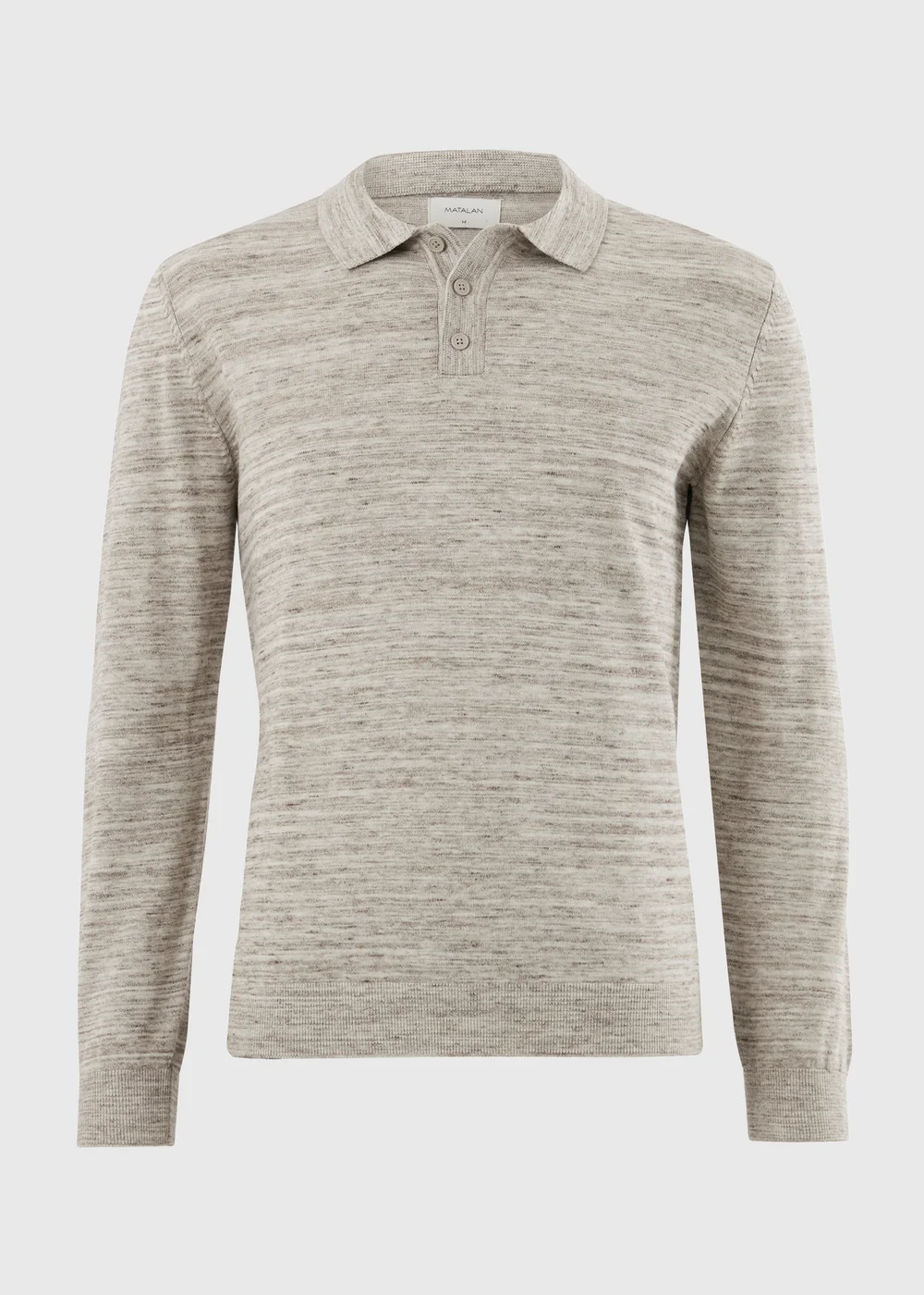 Stone Space Dye Long Sleeve Knitted Polo Shirt - S Image 4