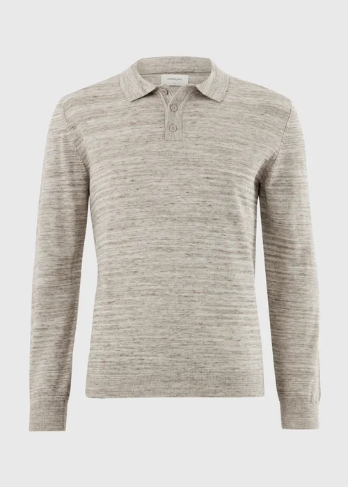 Stone Space Dye Long Sleeve Knitted Polo Shirt - S Image 4
