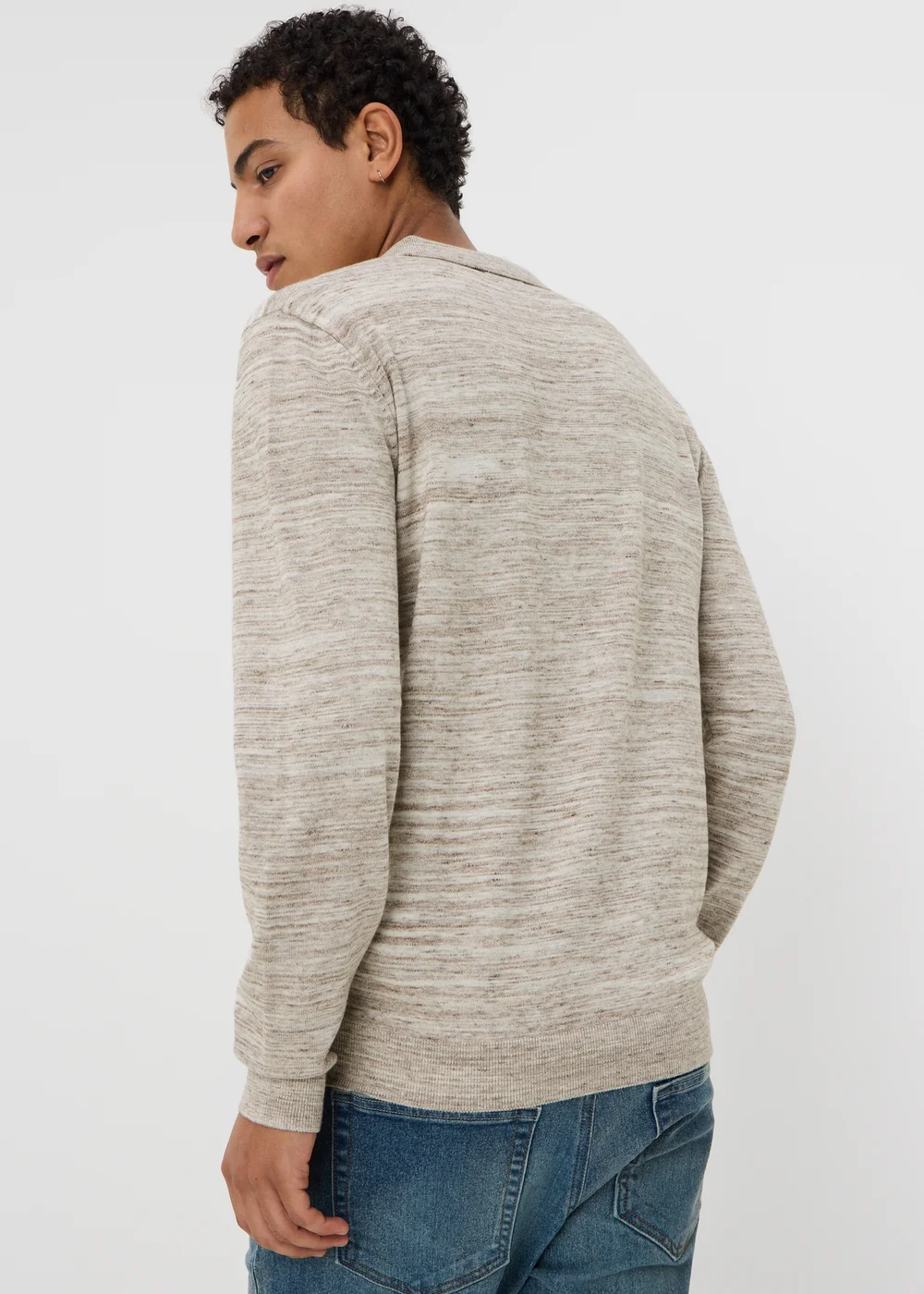 Stone Space Dye Long Sleeve Knitted Polo Shirt - S Image 2
