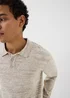 Stone Space Dye Long Sleeve Knitted Polo Shirt - S Image 3