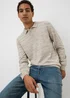 Stone Space Dye Long Sleeve Knitted Polo Shirt - S Image 1