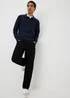 Navy Space Dye Long Sleeve Knitted Polo Shirt - M Image 1