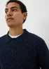 Navy Space Dye Long Sleeve Knitted Polo Shirt - M Image 2