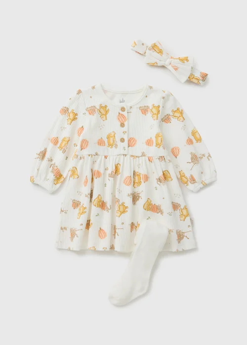 Disney Winnie The Pooh Baby Cream Pumpkin Dress Set (0-18mths) - Up to 1 Month Image 1
