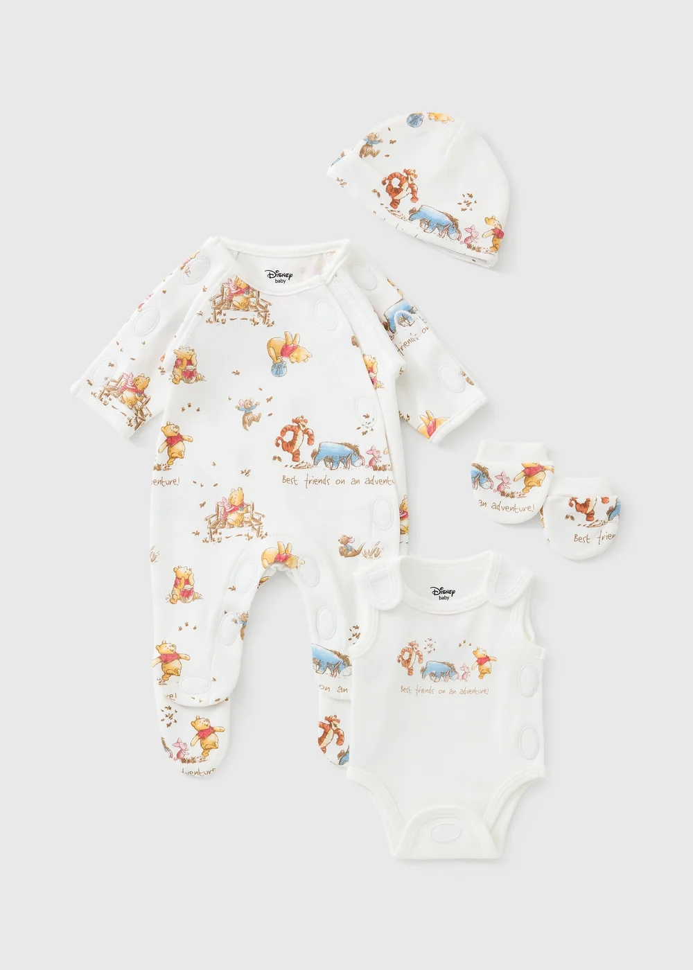 Disney Winnie The Pooh Prem Baby Cream Sleepsuit Set (3-4lb) - 3lb Image 1