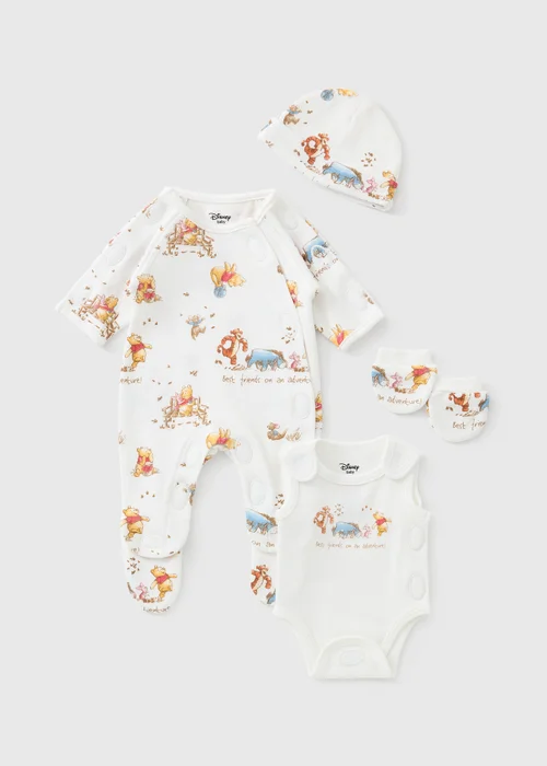Disney Winnie The Pooh Prem Baby Cream Sleepsuit Set (3-4lb) - 3lb Image 1