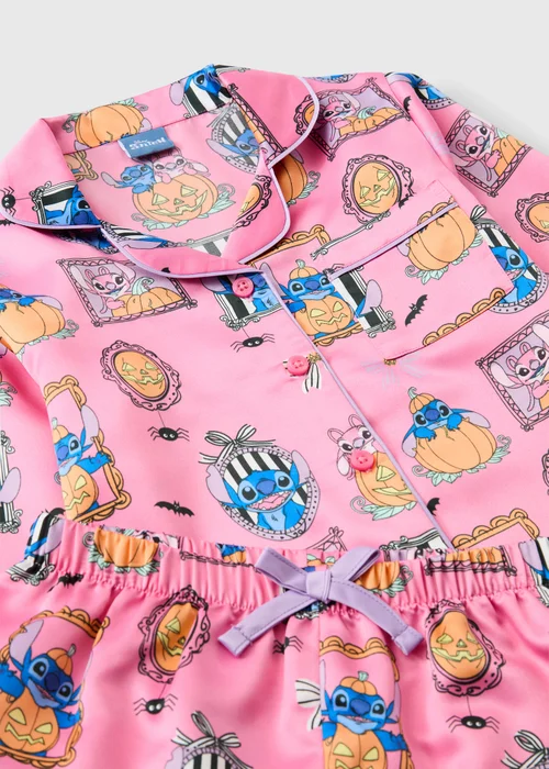 Disney Stitch Pink Girls Satin Halloween Pyjamas (7-12yrs) - 7 Yrs Image 2