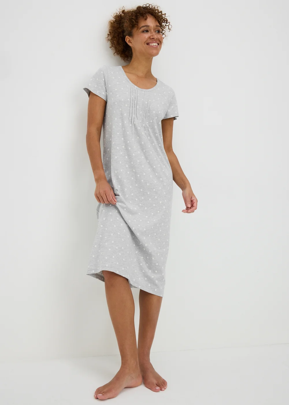 Grey Star Print Nightie - XS Image 1