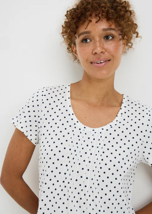 Cream Longline Polka Dot Nightie - XS Image 1