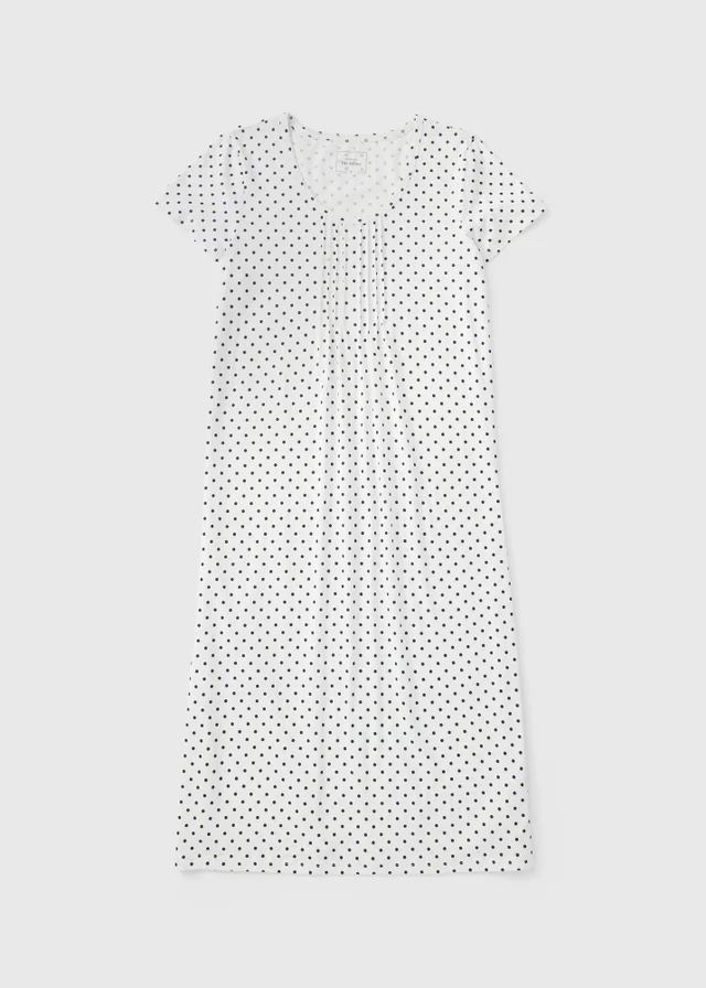 Cream Longline Polka Dot Nightie
