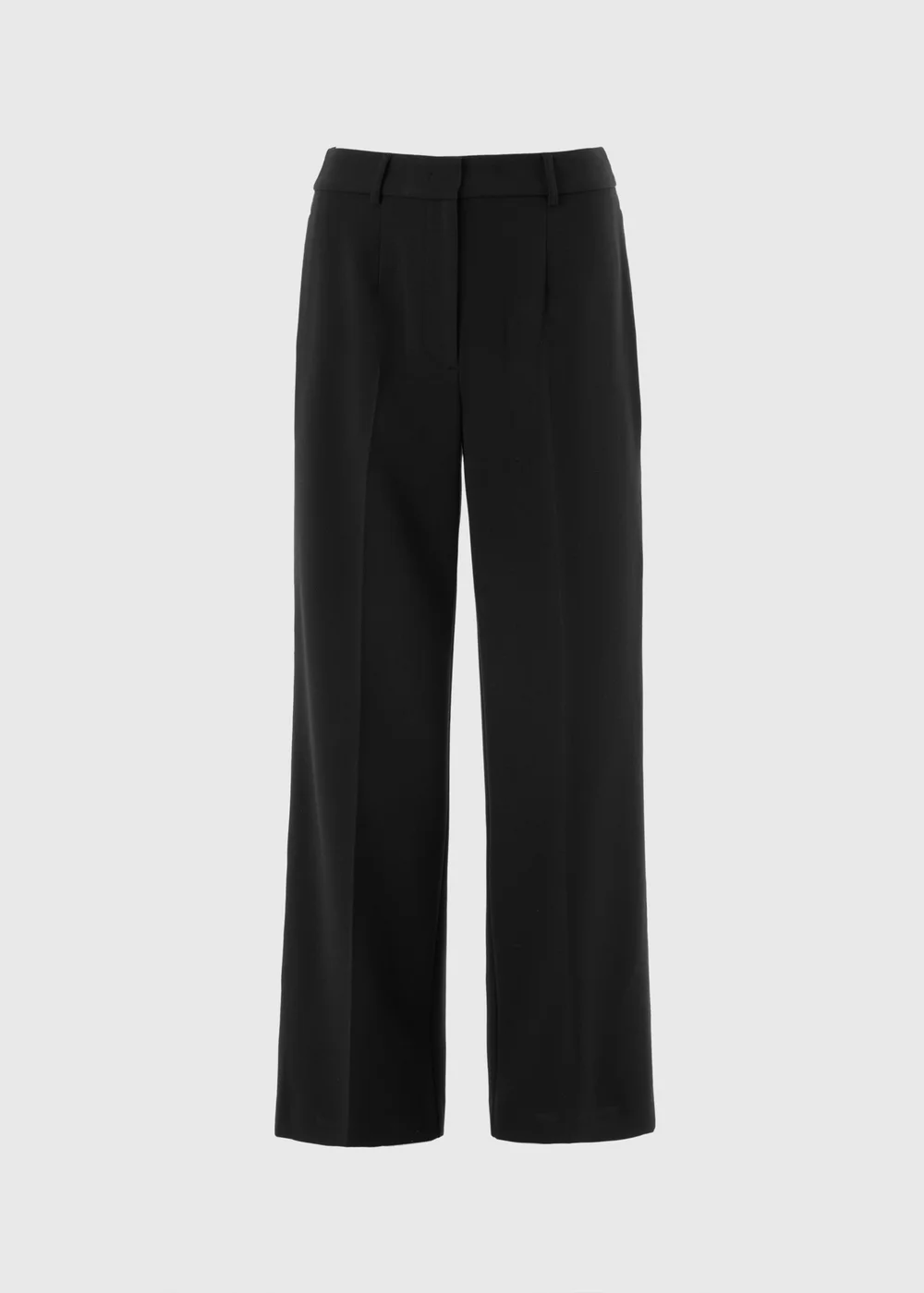 Black Textured Woven Wide Leg Trousers - 18/L29 Image 1