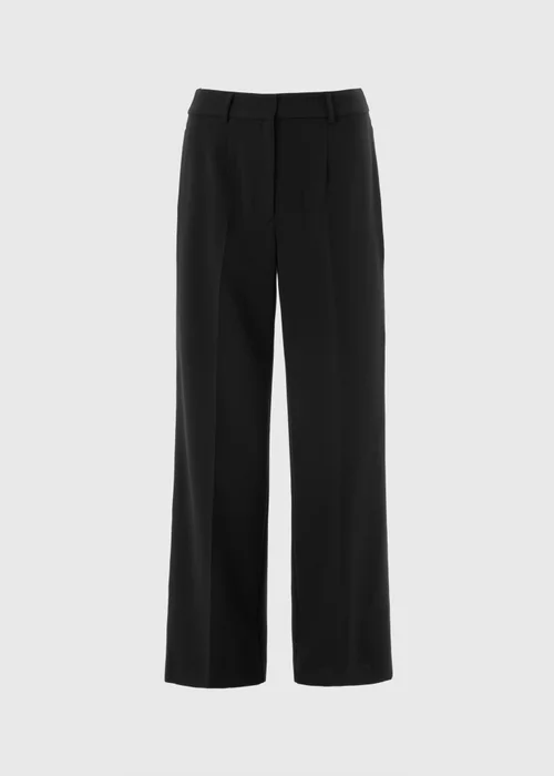 Black Textured Woven Wide Leg Trousers - 18/L29 Image 1