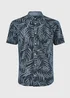 Lincoln Navy Chambray Leaf Printed Shirt - S Image 1
