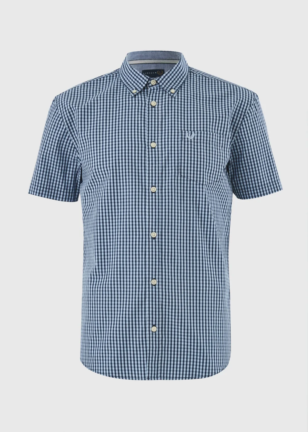 Lincoln Navy Check Washed Shirt - S Image 1