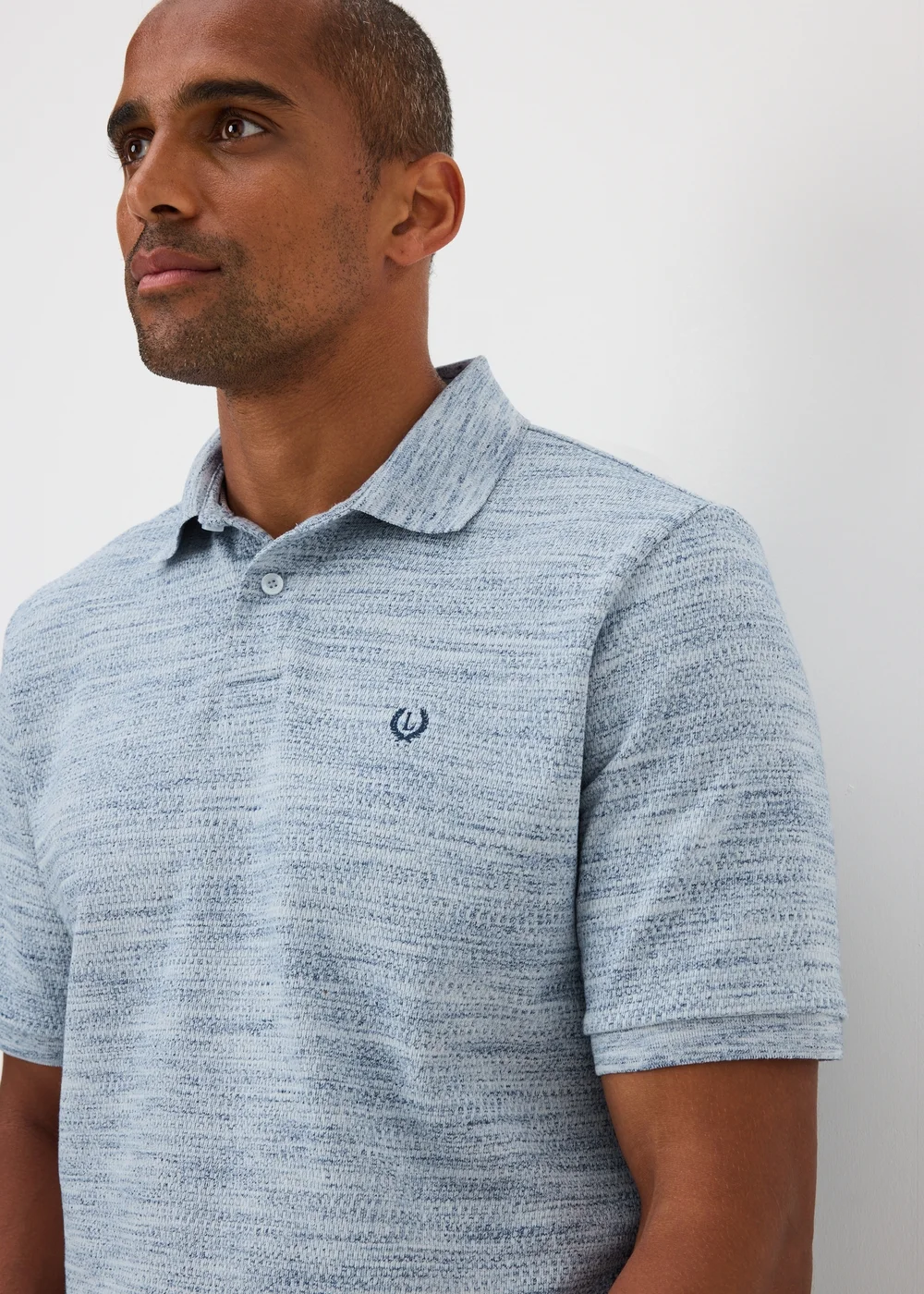 Lincoln Blue Space Dye Polo Shirt - S Image 3