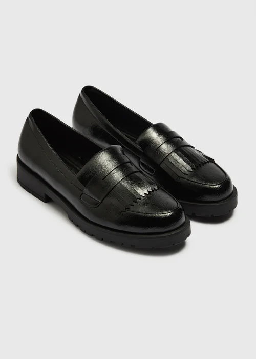 Black Crinkle Chunky Loafers - 3 Image 1