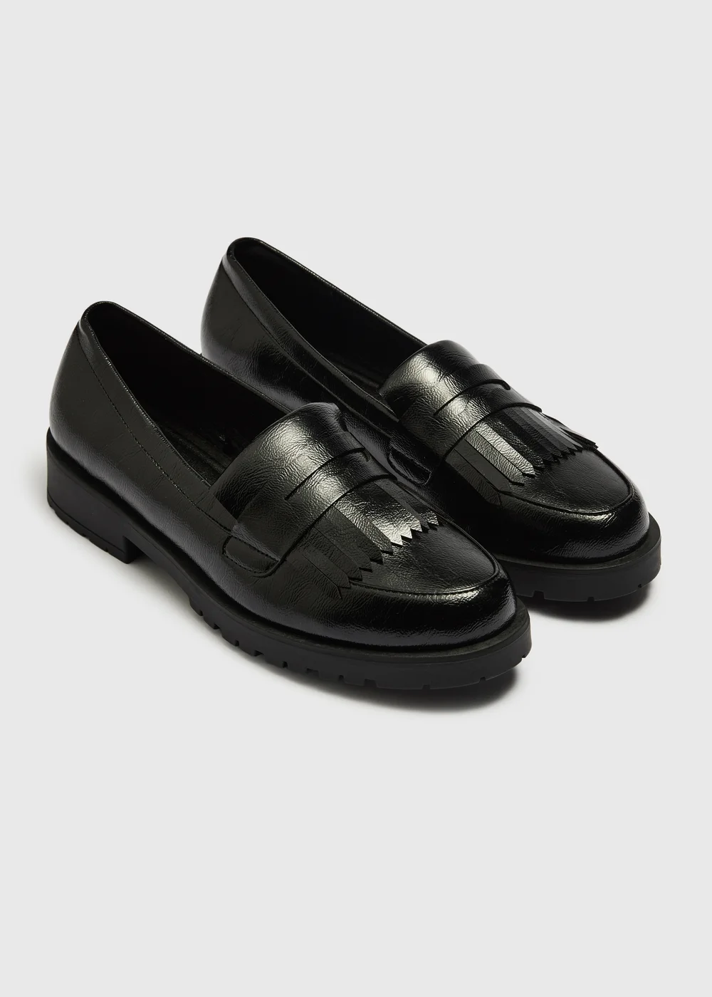 Black Crinkle Chunky Loafers - 3 Image 3