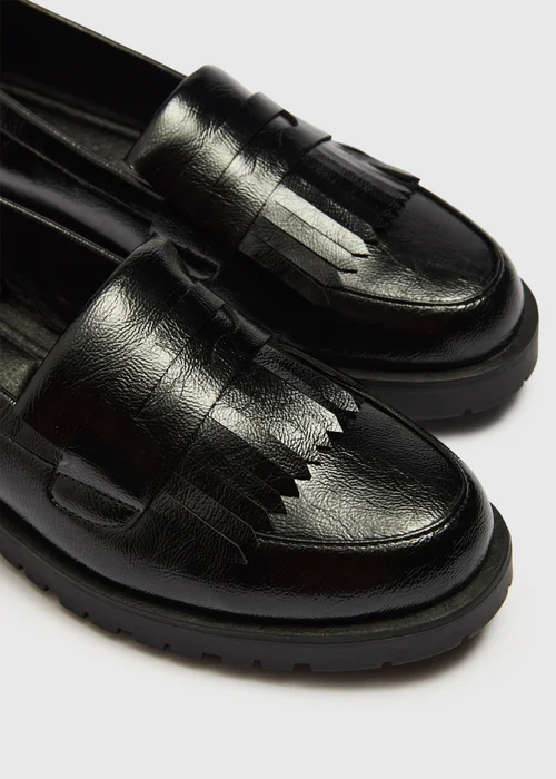 Black Crinkle Chunky Loafers - 3 Image 2