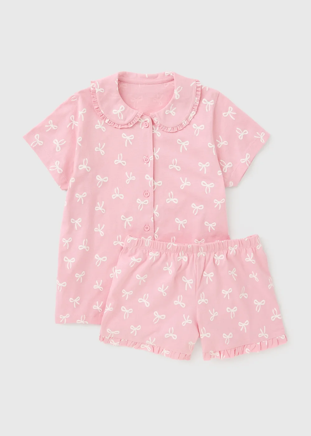 Girls Pink Bow Short Pyjama Set (1-7yrs) - 1-1.5 Yrs Image 1