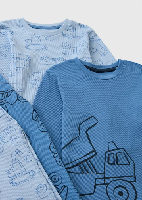 2 Pack Boys Blue Transport Long Pyjama Sets (1-7yrs) - 1-1.5 Yrs Image 2