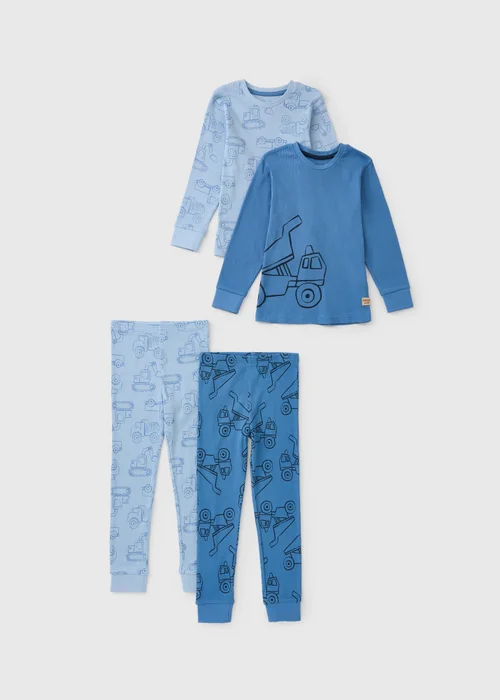 2 Pack Boys Blue Transport Long Pyjama Sets (1-7yrs) - 1-1.5 Yrs Image 1