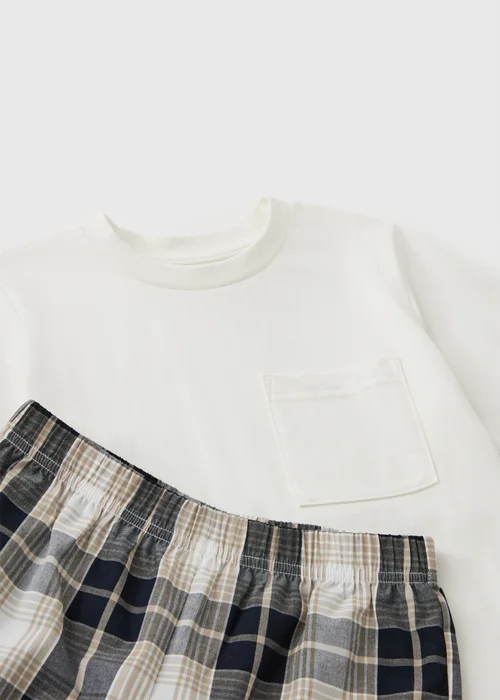 Boys Cream Check Short Pyjama Set (7-13yrs) - 7 Yrs Image 2