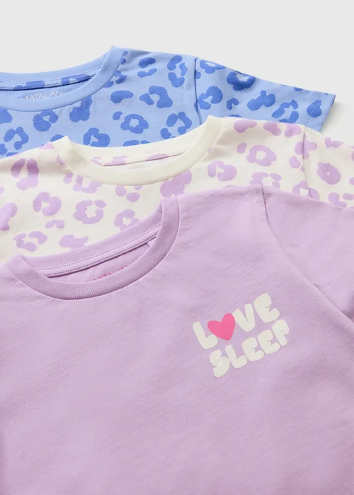 3 Pack Girls Purple Leopard Print Pyjama Sets (1-13yrs) - 1-1.5 Yrs Image 2