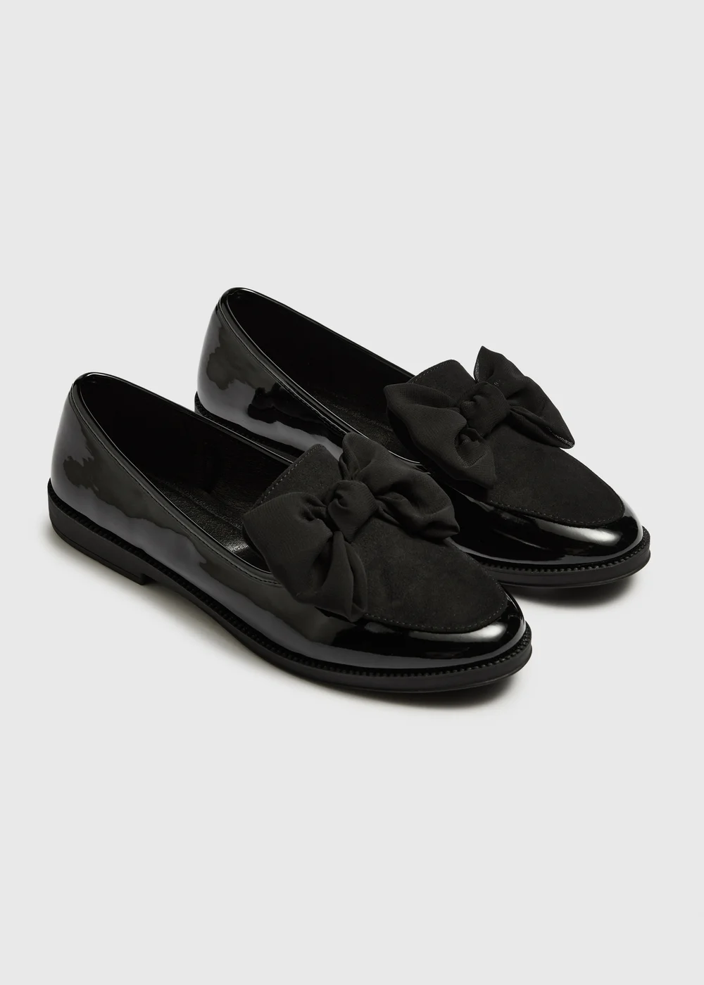 Black Patent Bow Loafers - 3 Image 1