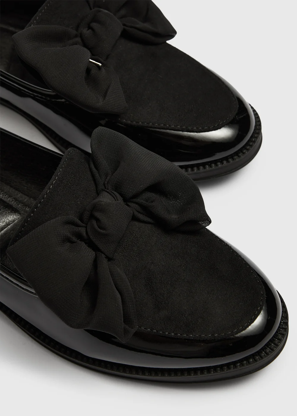 Black Patent Bow Loafers - 3 Image 2