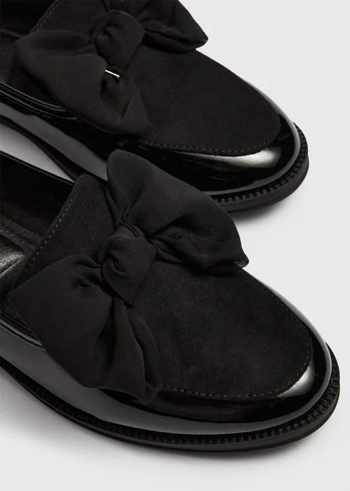 Black Patent Bow Loafers - 3 Image 2