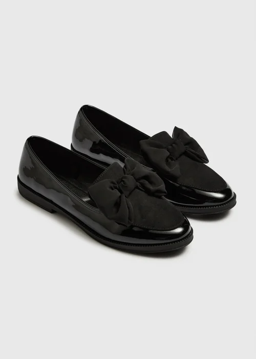 Black Patent Bow Loafers - 3 Image 1