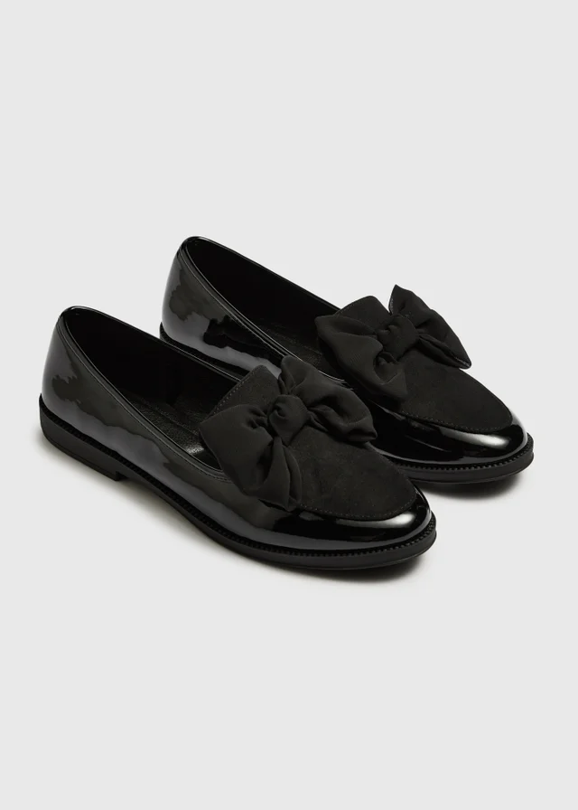 Black Patent Bow Loafers