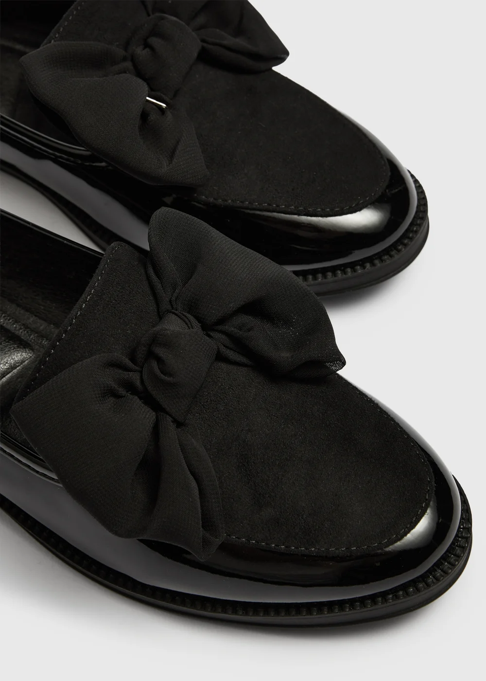 Black Patent Bow Loafers - 3 Image 3