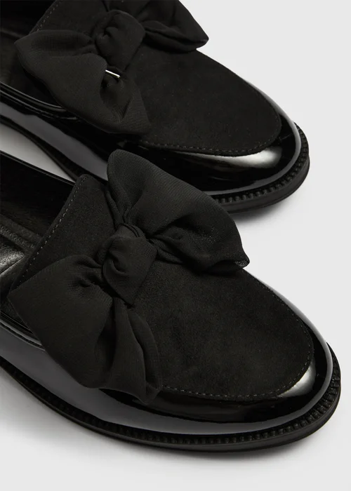 Black Patent Bow Loafers - 3 Image 3