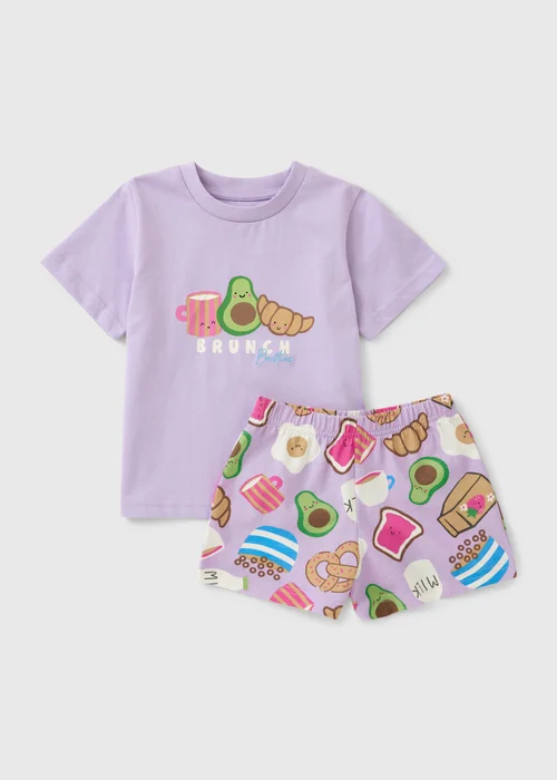 Girls Lilac Brunch Short Pyjama Set (1-7yrs) - 1-1.5 Yrs Image 1