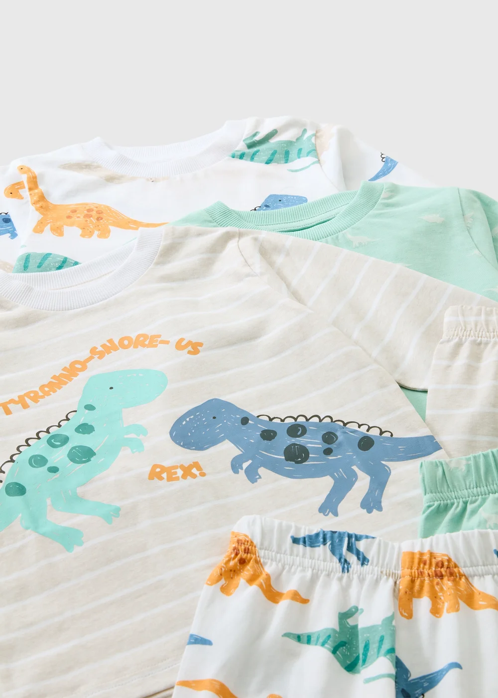 3 Pack Boys Oatmeal Dinosaur Pyjamas (1-7yrs) - 1-1.5 Yrs Image 2