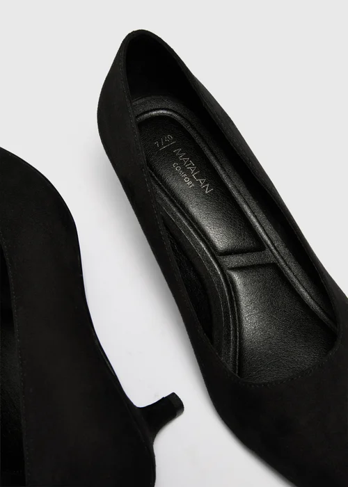 Black Faux Suede Pointed Peg Heel Court Shoes - 3 Image 2