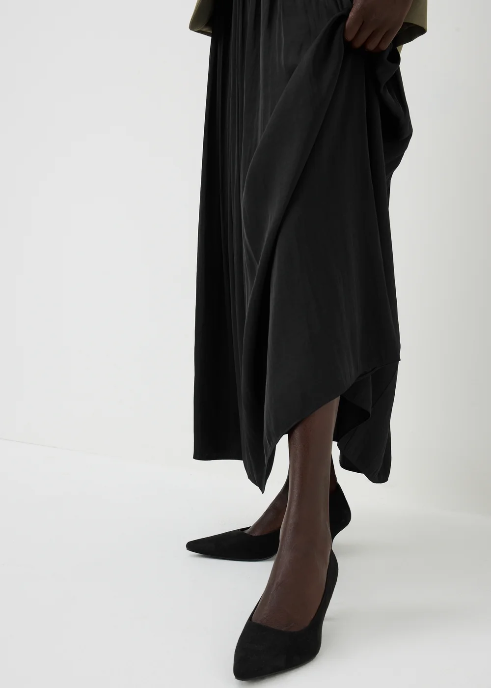 Black Faux Suede Pointed Peg Heel Court Shoes - 3 Image 2