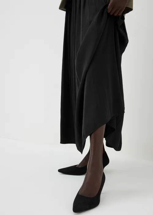Black Faux Suede Pointed Peg Heel Court Shoes - 3 Image 2