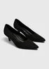 Black Faux Suede Pointed Peg Heel Court Shoes - 3 Image 1