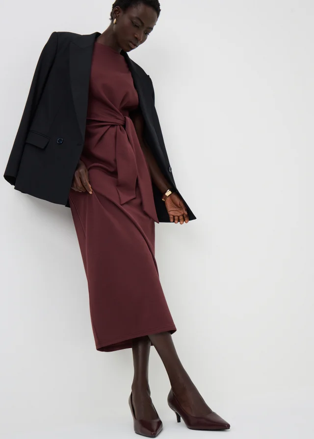 Burgundy Peg Heel Pointed Court Heels
