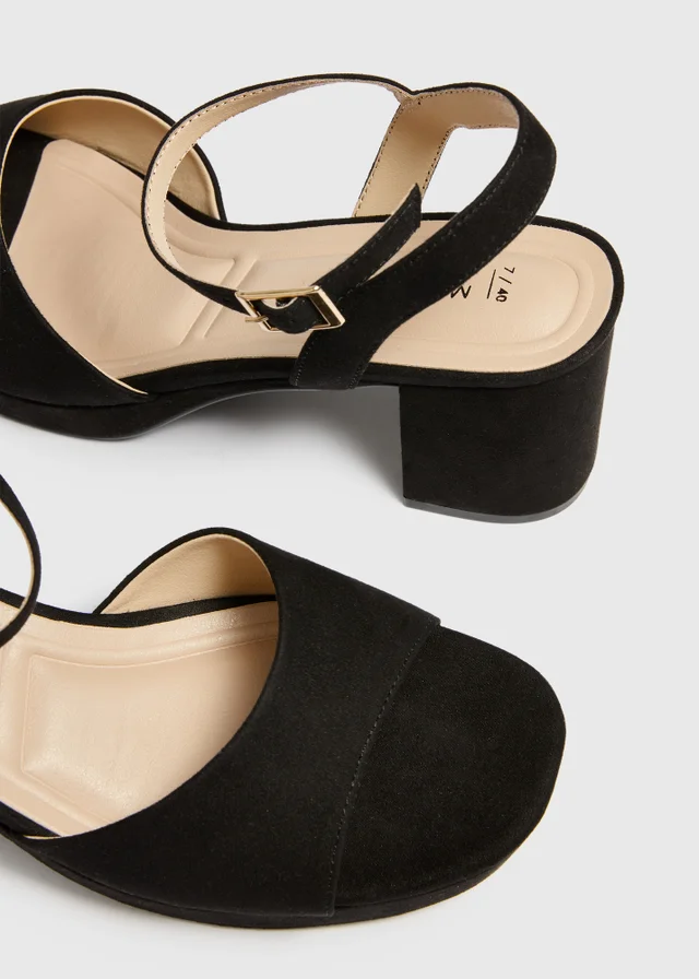 Black Platform Block Heels