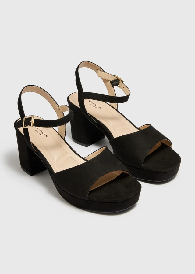 Black Platform Block Heels