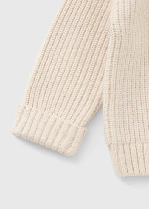 Girls Oatmeal Fisherman Knitted Jumper (1-8yrs) - 1-1.5 Yrs Image 2