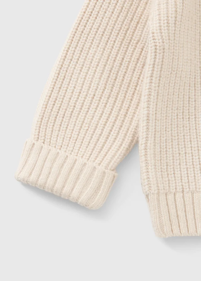 Girls Oatmeal Fisherman Knitted Jumper (1-8yrs)