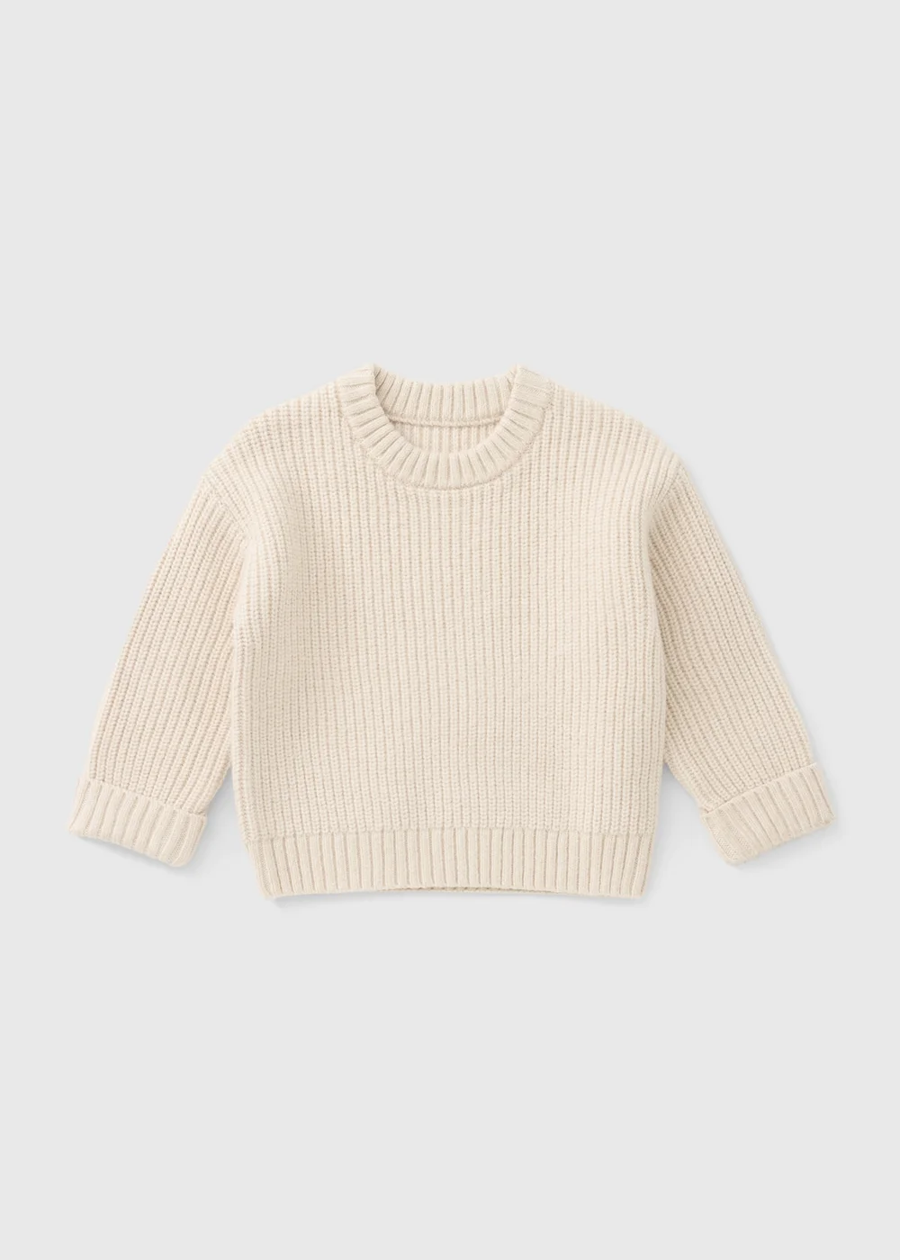 Girls Oatmeal Fisherman Knitted Jumper (1-8yrs) - 1-1.5 Yrs Image 1